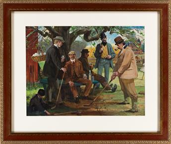 LEALAND R. GUSTAVSON (1894-1966) The Old Apple Tree Gang, 1888. [GOLF]